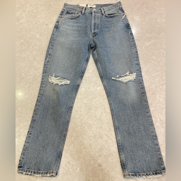 AGOLDE Riley High-Rise Straight Cropped Jeans in Escalate size 26 - Picture 2 of 13